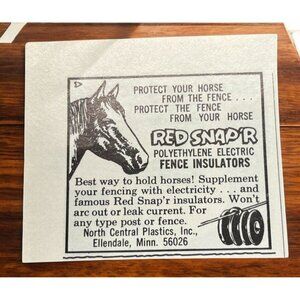 Red Snap'r Fence Insulators Vtg Print Ad 70s North Central Plastics Ellendale MN
